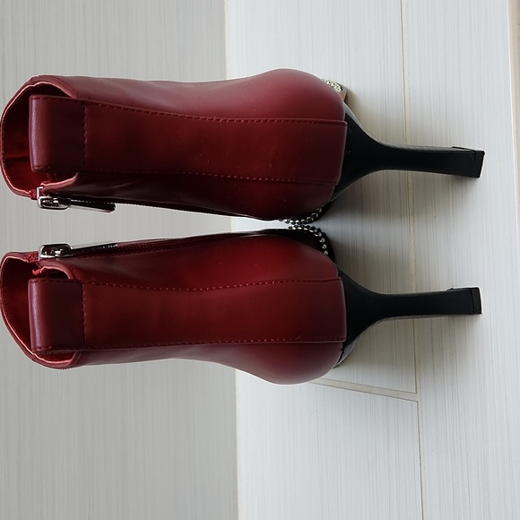 BCBGeneration Beya Leather Ankle Boots with Studded Detail in Rhubarb Color - Picture 2 of 6